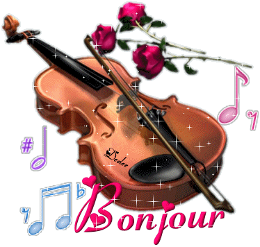 Bonjour violon roses 